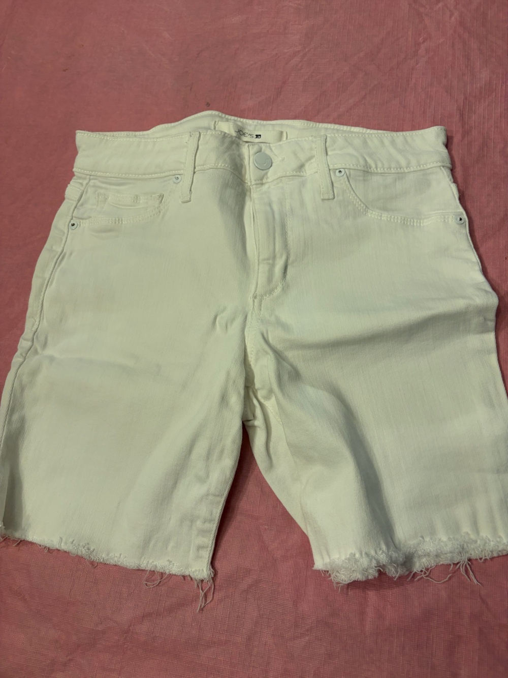 Joe's Jeans White Denim Bermuda Shorts skinny crop with Frayed Hem size 27